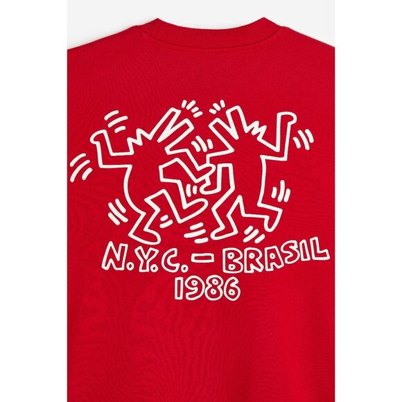 Keith Haring H&M Oversized Fit Red Sweatshirt N.Y.C. Brasil 1986 Graphic Small - Picture 2 of 6